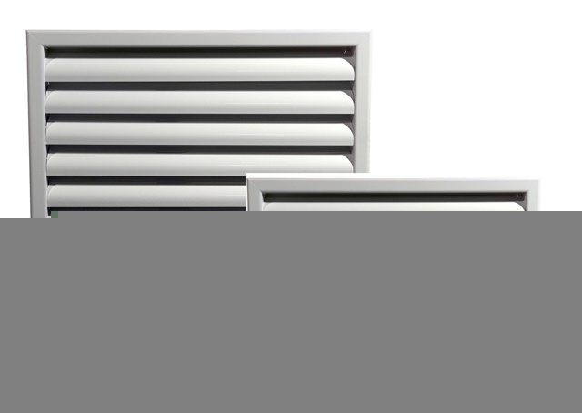 Алюминиевая наружная вентиляционная решетка с оцинкованными ламелями 250х750